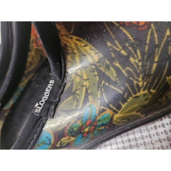 Sloggers Women's Black Floral Clogs, Slip-On Waterproof Garden Shoes, Size 10 - Picture 2 of 8